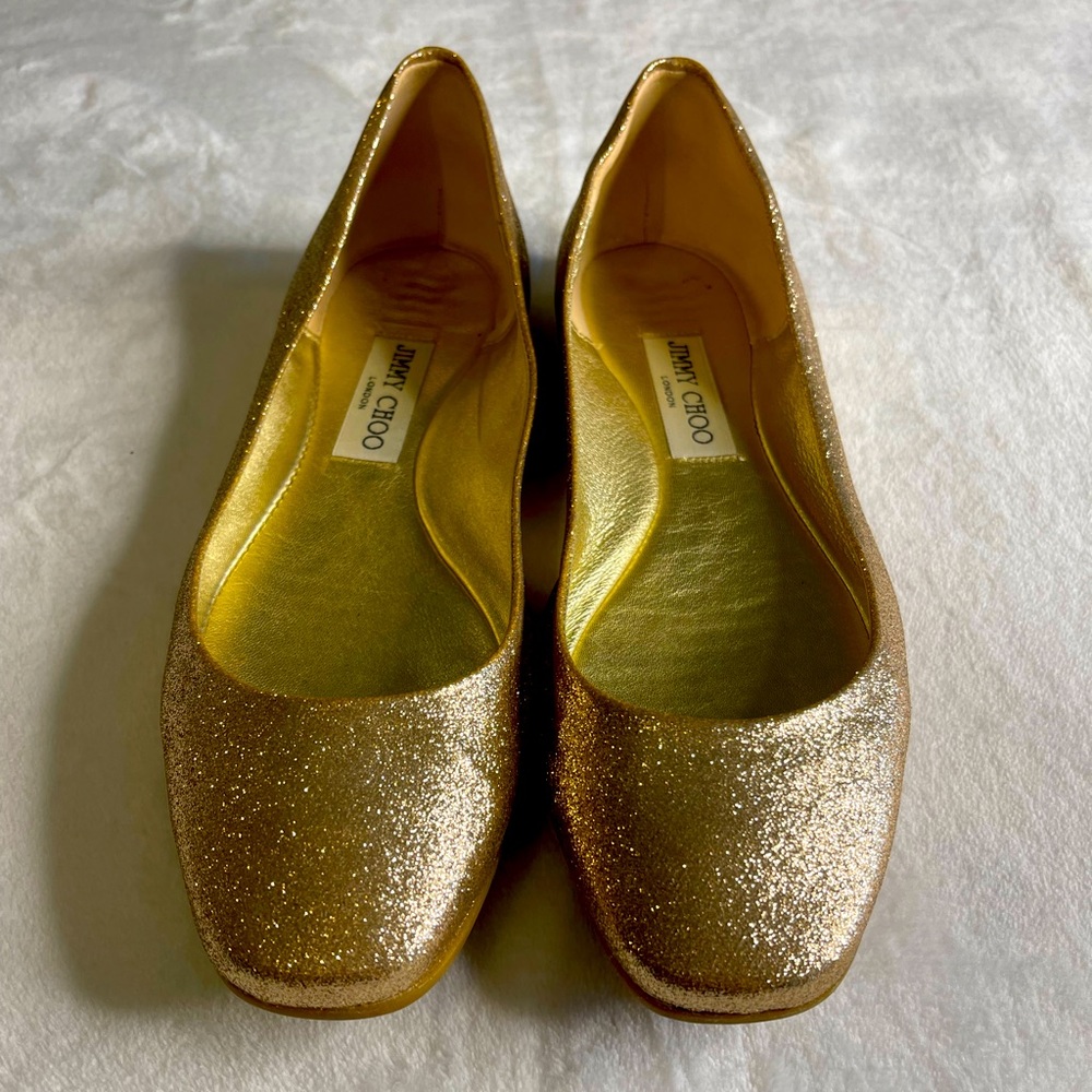 SZ 9 Jimmy Choo Glitter Ballet Flats